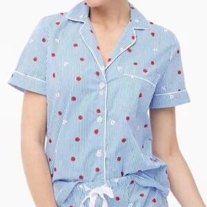 J. Crew Factory cotton pj top preppy striped apple print size smal